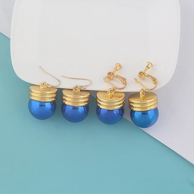 HXH Hunter Phantom Troupe Chrollo Anime Blue Bead Earrings Anime Cosplay Costume Prop for Cosplay Halloween
