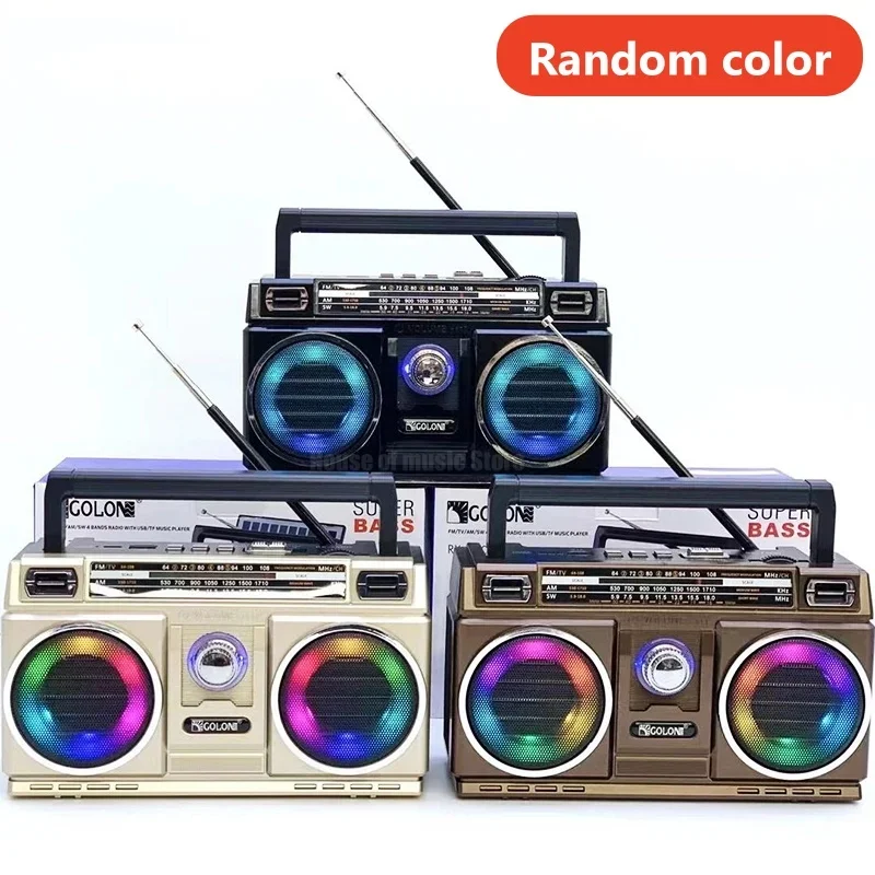 

RX-750D LED Disco Light Bluetooth Speakers AM/FM/SW Radio High Quality Stereo Sound Portable Retro Radio Play Music Random Color