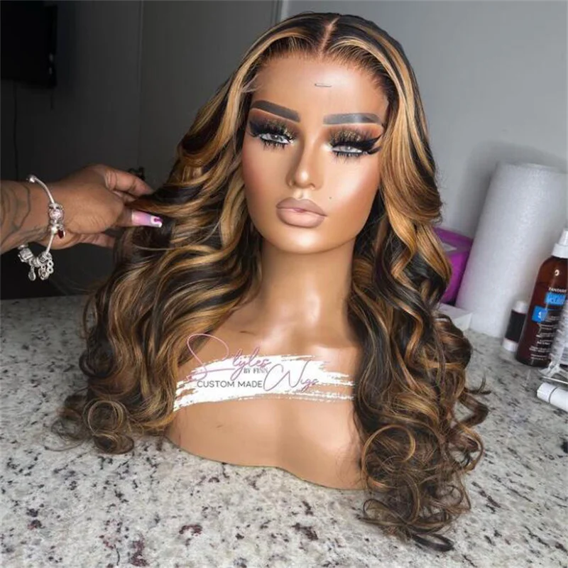 Soft Highlight Brown Body Wave prepizzicato Glueless 30 pollici 5x5 Base di seta parrucca ebrea dei capelli umani capelli del bambino HD pizzo capelli europei