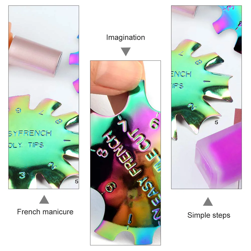 6개입 네일 매니큐어 트리머 스테인리스 스틸 프렌치 스마일 라인 커터 DIY 네일 아트 템플릿 모듈 젤 폴리쉬 장식용