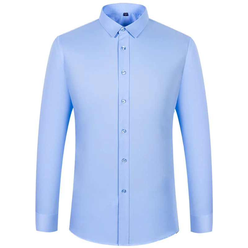 High Quality Large Size S-8XL Men Social Dress Shirts Long Sleeved Classic Slim Fit Elegant Formal Shirt For Blouses Clothes