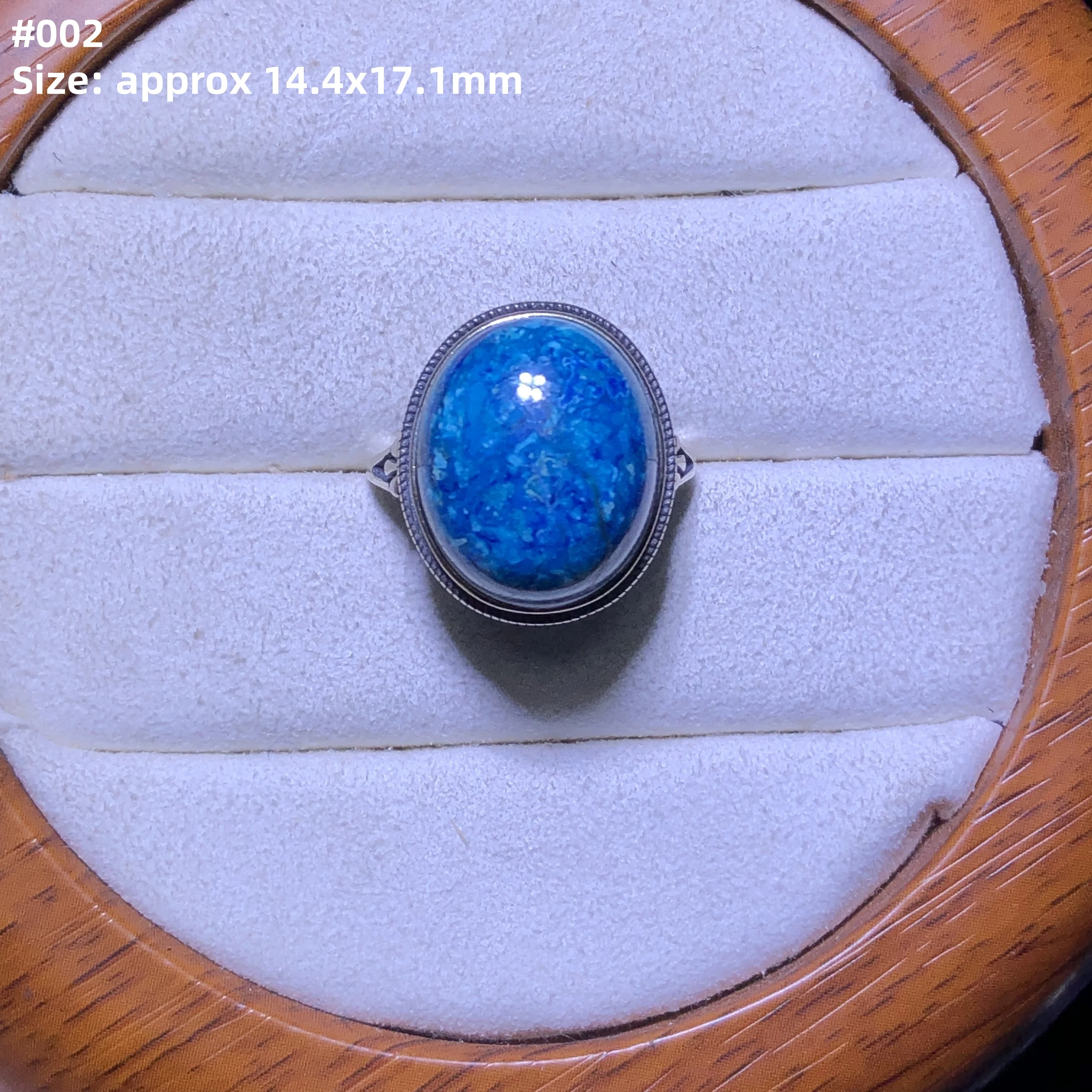 1 Pc Fengbaowu Natural Stone Chrysocolla Oval Cabochon Ring 925 Sterling Silver Fashion Crystal Jewelry Gift For Women Men