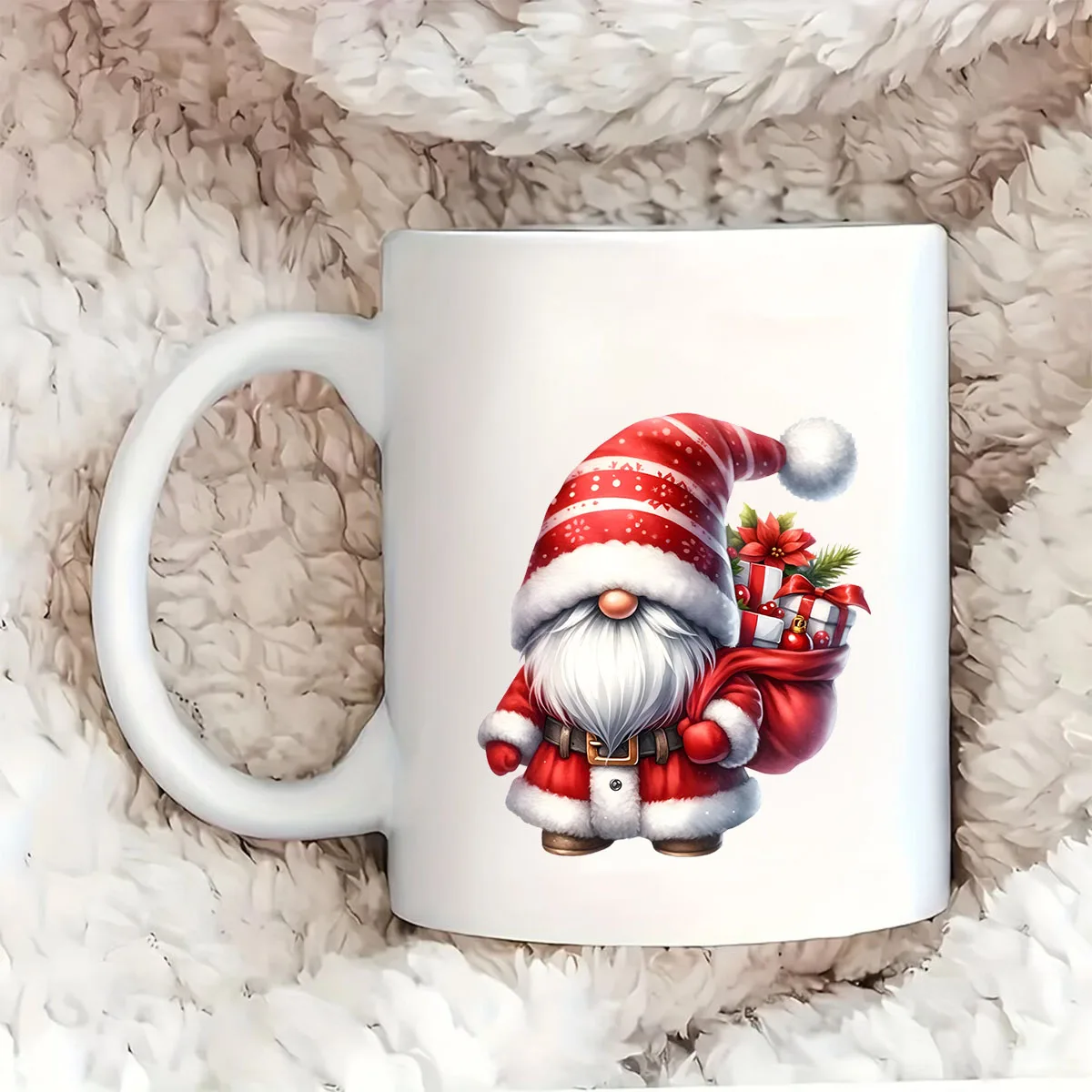 12pcs Christmas Winter Santa Claus Gnome UV DTF Cup Wrap Transfer Sticker Glass Coffee Mugs Decoration Xmas Greeting Cards Decal