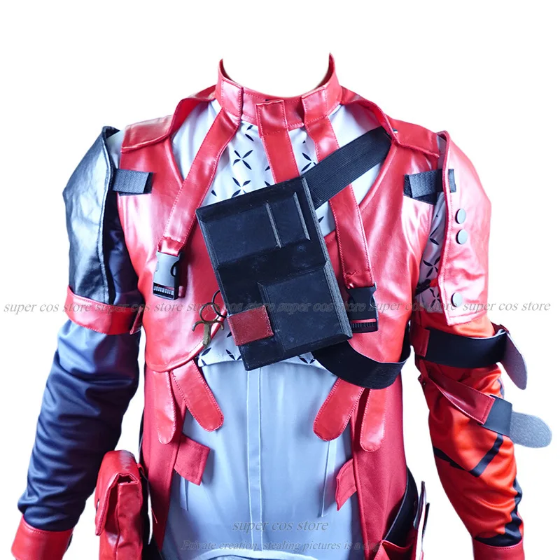 Wuthering Waves Cicatrice Costume Cosplay Parrucca Da Uomo Uniforme Copricapi Orecchini Elettro Congenital Risonatore Cortex Rosso Festa di Halloween