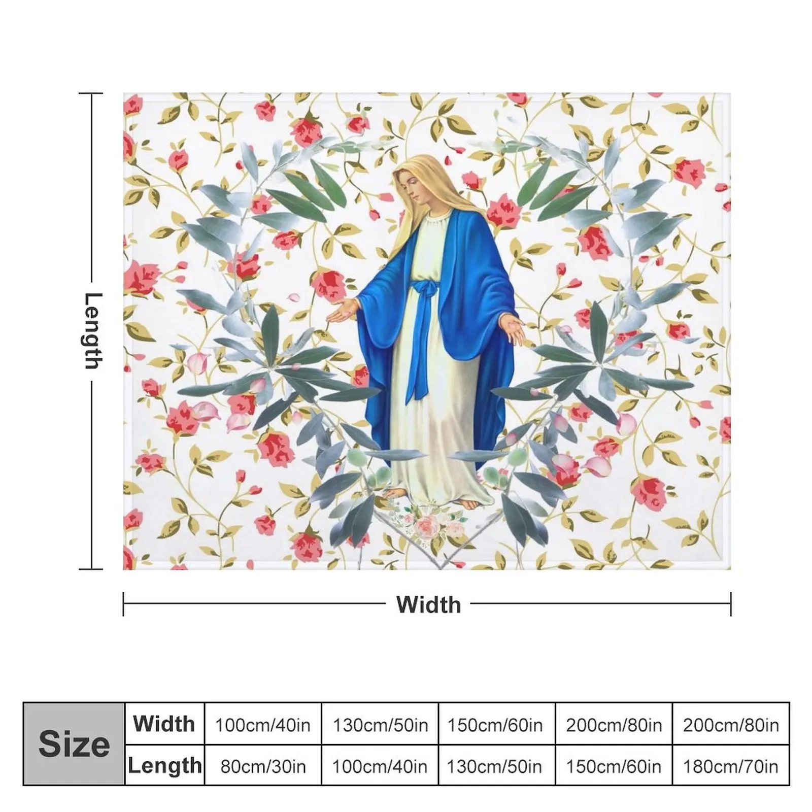 Virgin Mary, Mother of God, Blessed Mary Throw Blanket Blankets For Bed christmas gifts Blankets