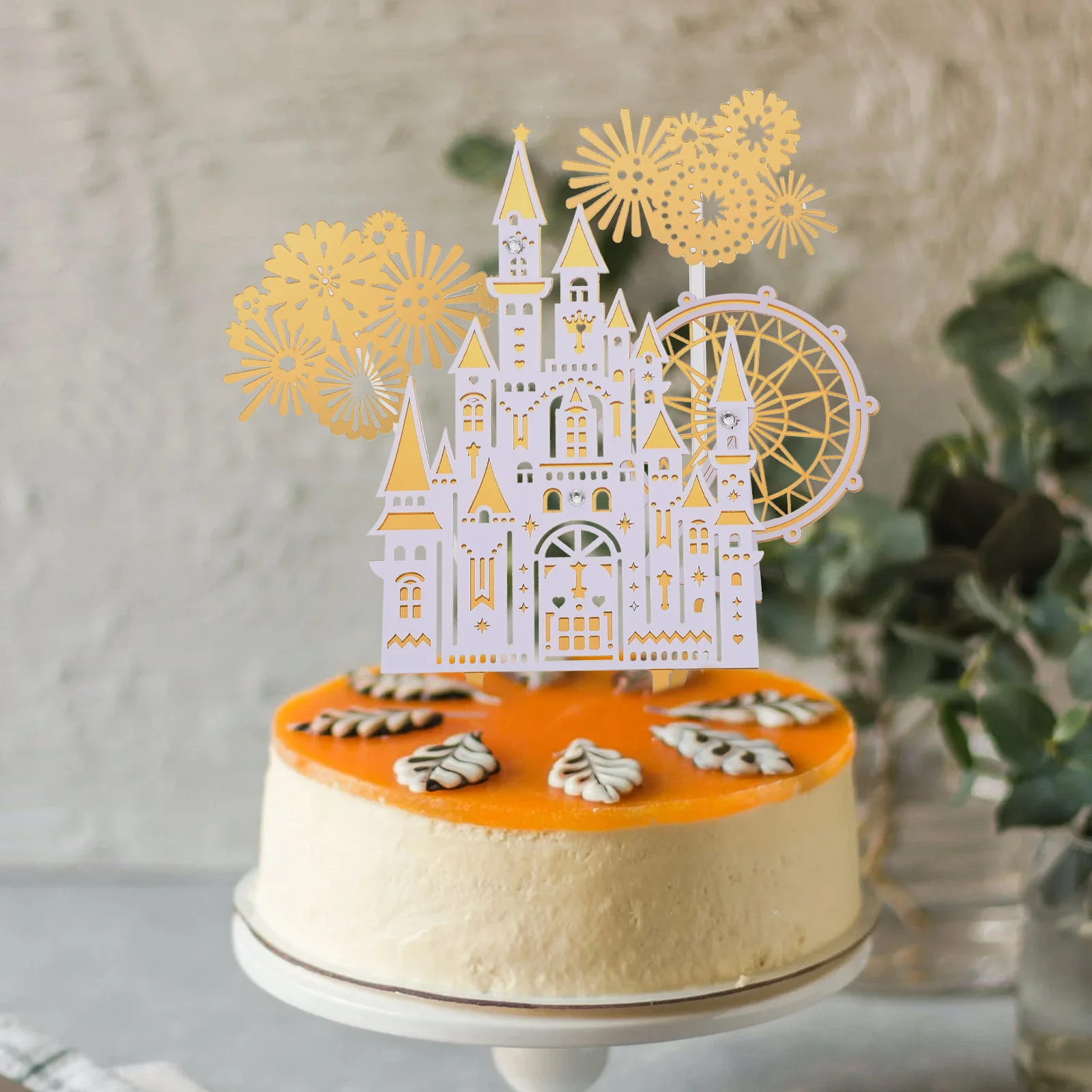 

7pcs Castle Ferris Wheel Decorations Bright Color Acrylic Birthday Party Picks Castle Cake Inserts Decorative Cake Props For