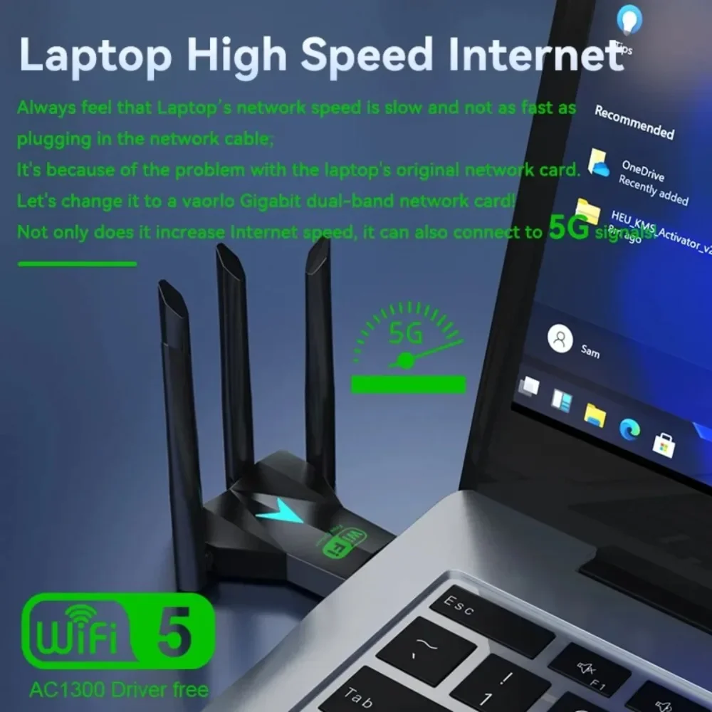 ثنائي النطاق 1300Mbps واي فاي USB محول 2.4G/5Ghz واي فاي دونغل USB3.0 802.11AC 4-هوائي استقبال لاسلكي للكمبيوتر/الكمبيوتر المحمول سائق مجاني #3