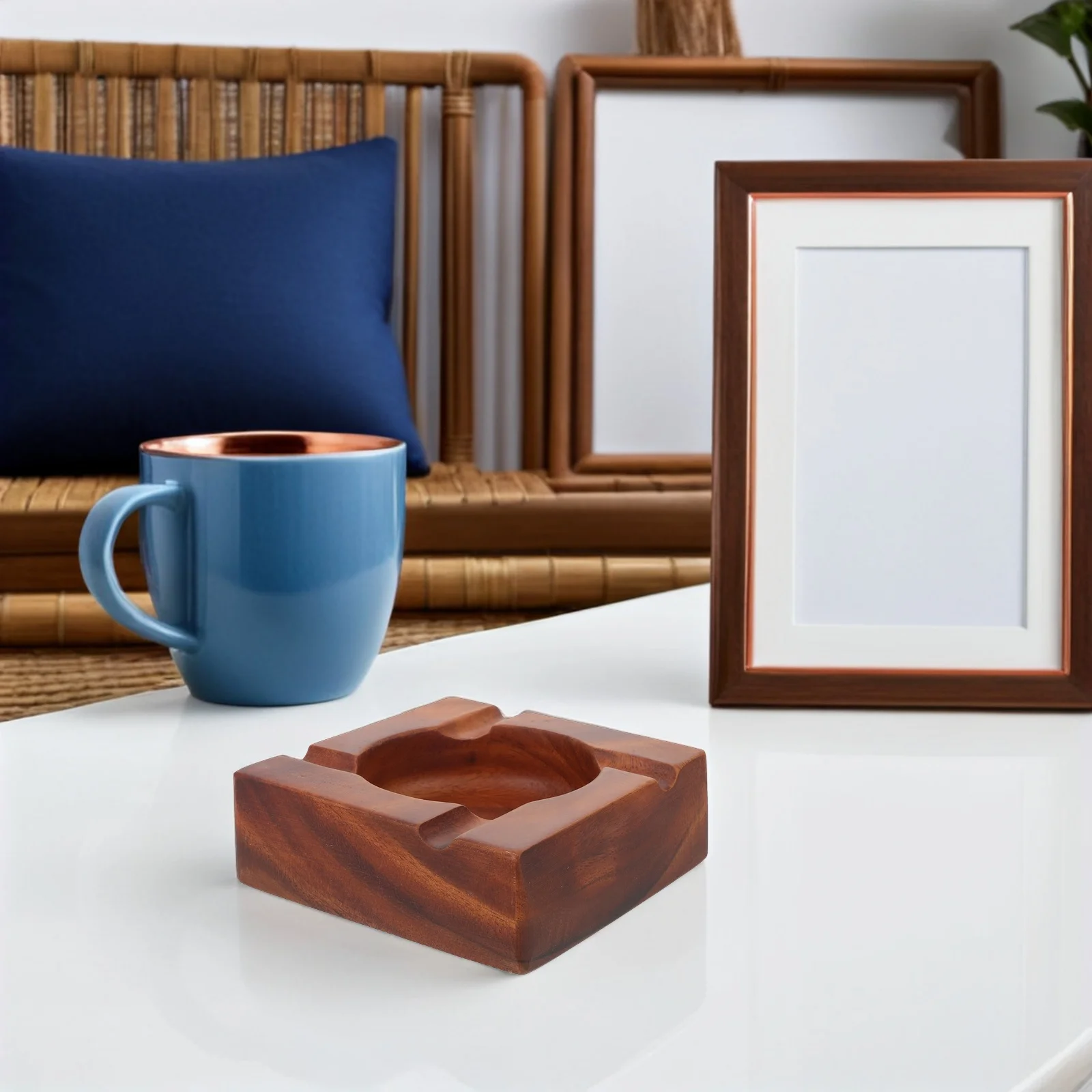

Walnut Wood Ashtray Large Slot Solid Natural Grain Engraved Cigar Ashtray For Home Office Hotel Tea Room Desktop Indoor