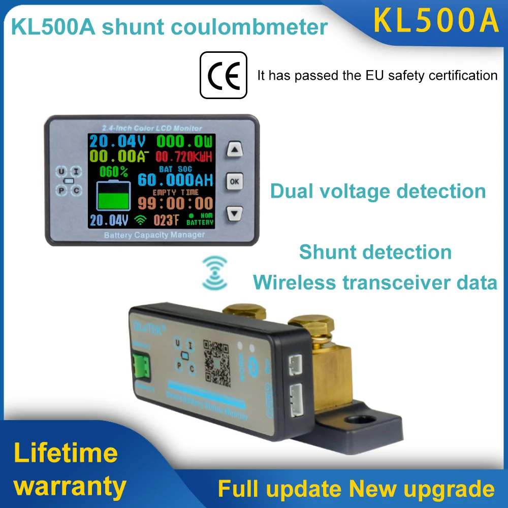 KL500A Coulomb Meter 300A 500A Battery Monitor Voltage Current Capacity Power Coulomb Counter Meter Bluetooth APP Version