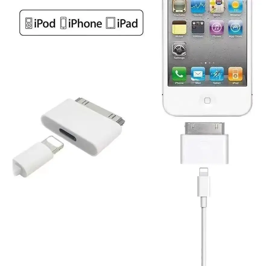 Type C to 30 Pin Adapter Protable USB 8 Pin to 30 Pin Charging Converter for iPhone 4 4S iPad 2 3 iPod Touch Charging Cord