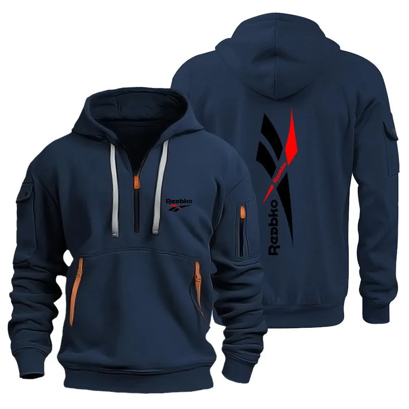 Men's Multi Pocket Hoodie New Fashionable Autumn and Winter, Fashionable Pattern Printed Drawstring Hoodie Sports Sweatshirt - Image 3