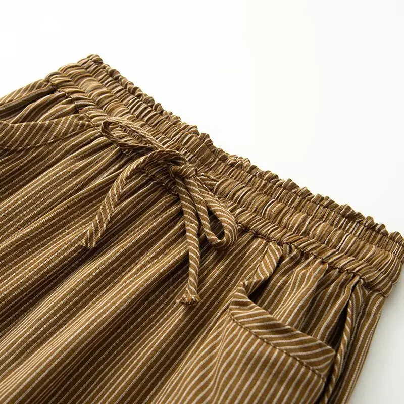 Pantaloni da donna con stampa a righe alla moda Design con tasca laterale Pantaloni larghi a gamba lunga dritta 2025 Autunno/Inverno Street Style da donna