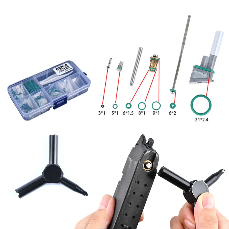 Juego de juntas tóricas de silicona planas verdes para reparación de pistola de juguete Glock G17 G19 GBB Marui TM, herramientas de mantenimiento de pistola de aire compatibles