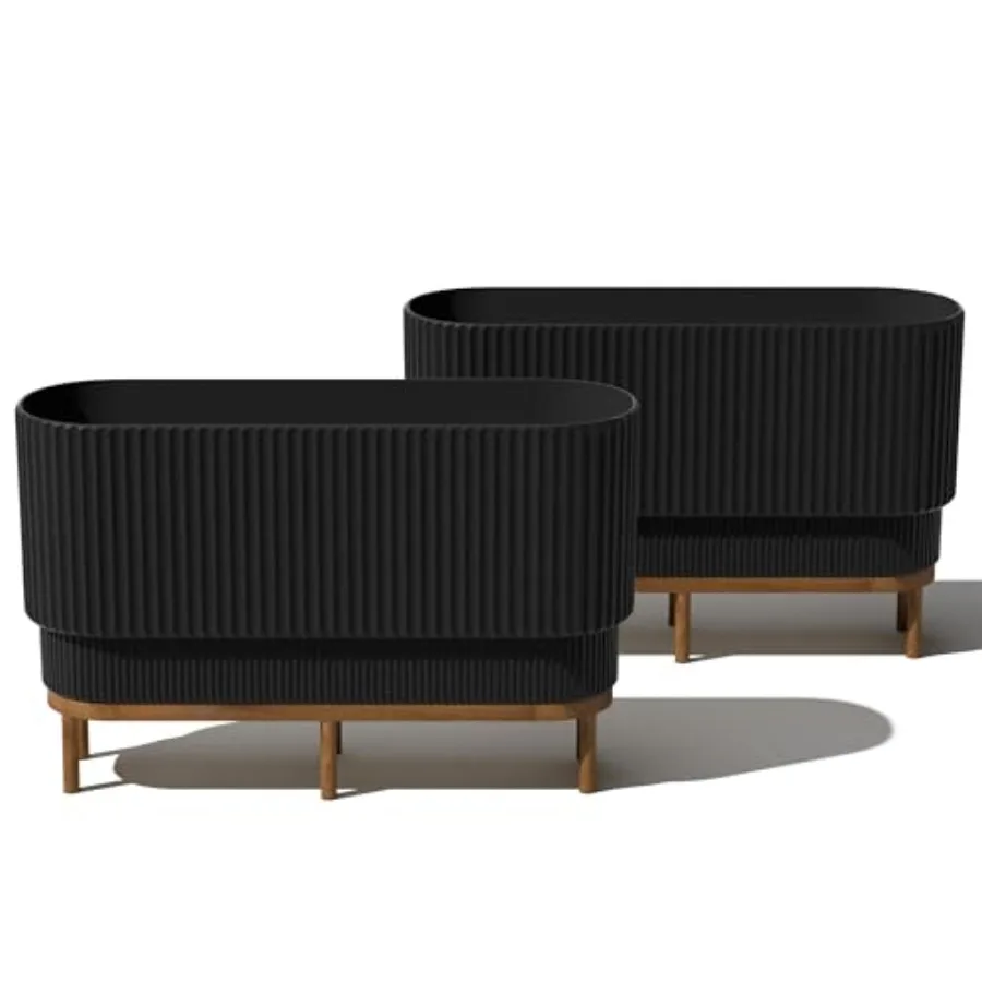 Demi Series Raised Long Planter - Wide Planter with Stand