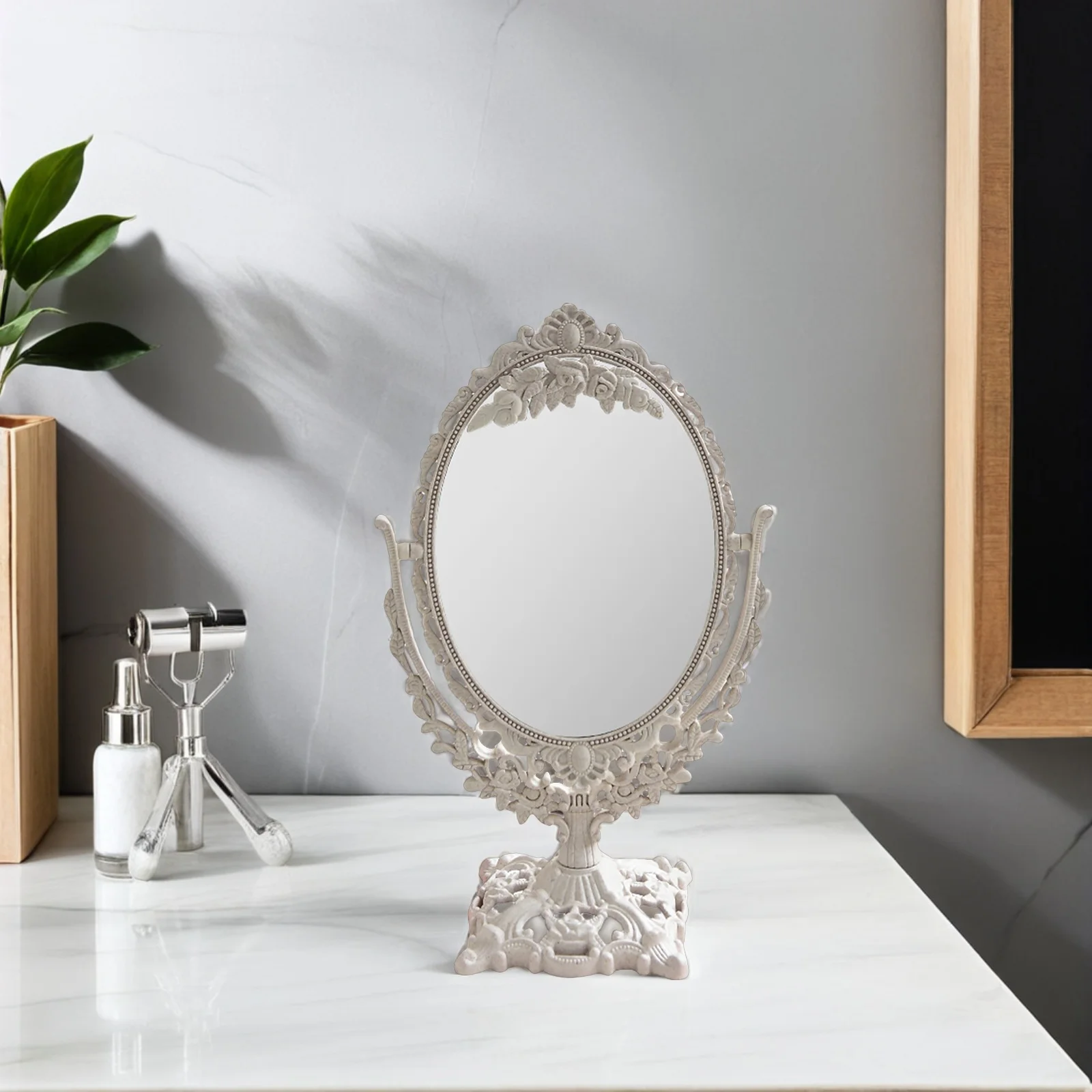 1Pcs Floating Engraving Mirror Compact Design with Smooth Surface Fine Workmanship Desktop Makeup Mirror for Women