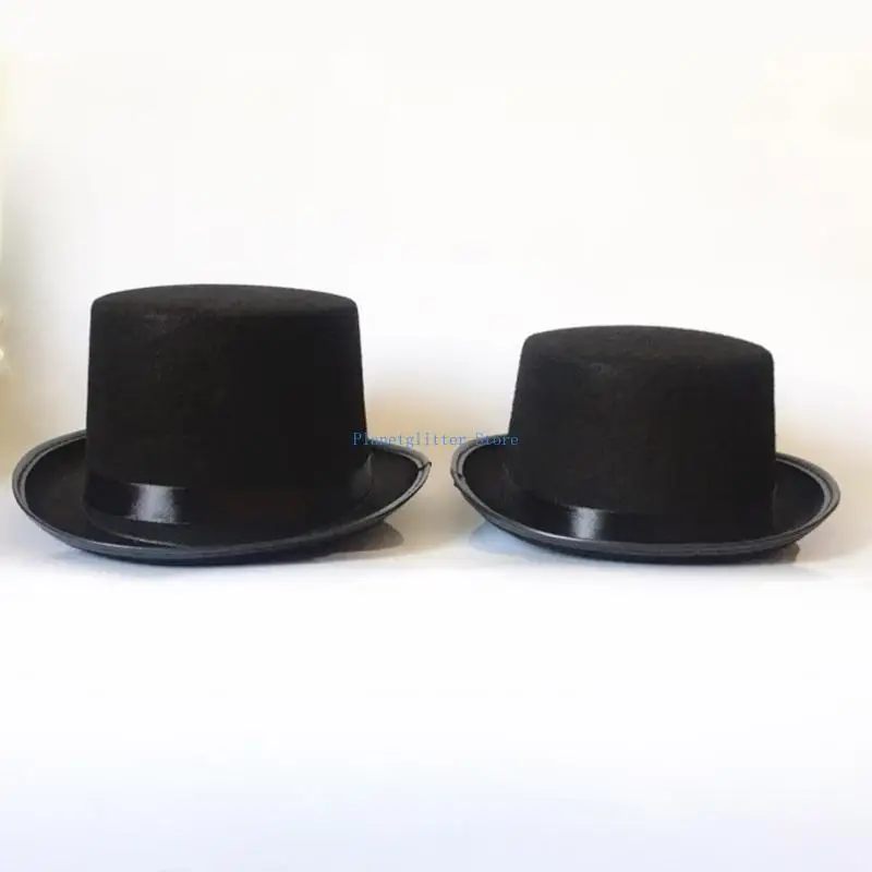 Chapeau en feutre uni 652B, chapeau magicien accessoire déguisement pour adultes enfants