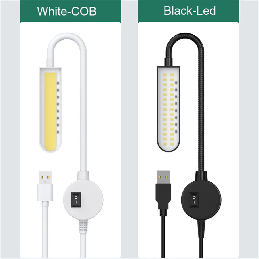 USB Powered LED Sewing Working Light, 6W, 30 LEDs or COB with Magnetic Base, Flexible Hose for Workbench Lathe Drill Press