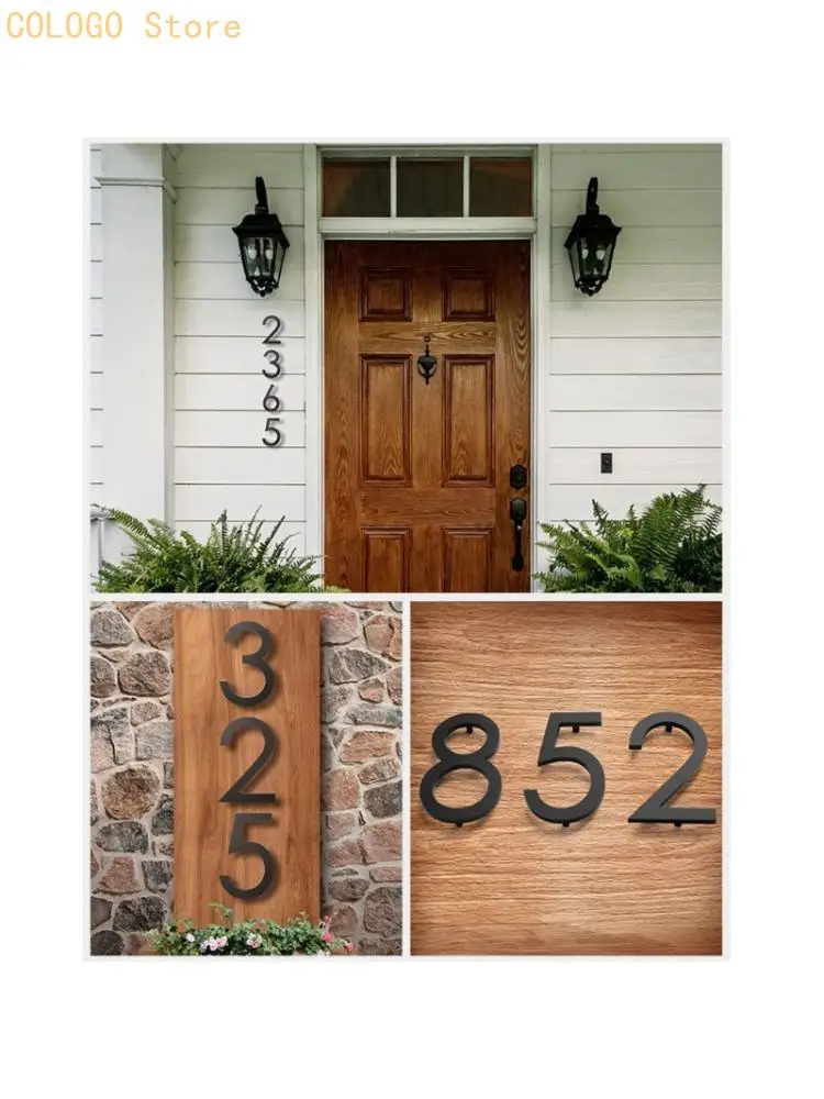 Elegant Outdoor Address Sign Reflective Acrylic 0-9 Black Floating House Number D0LD