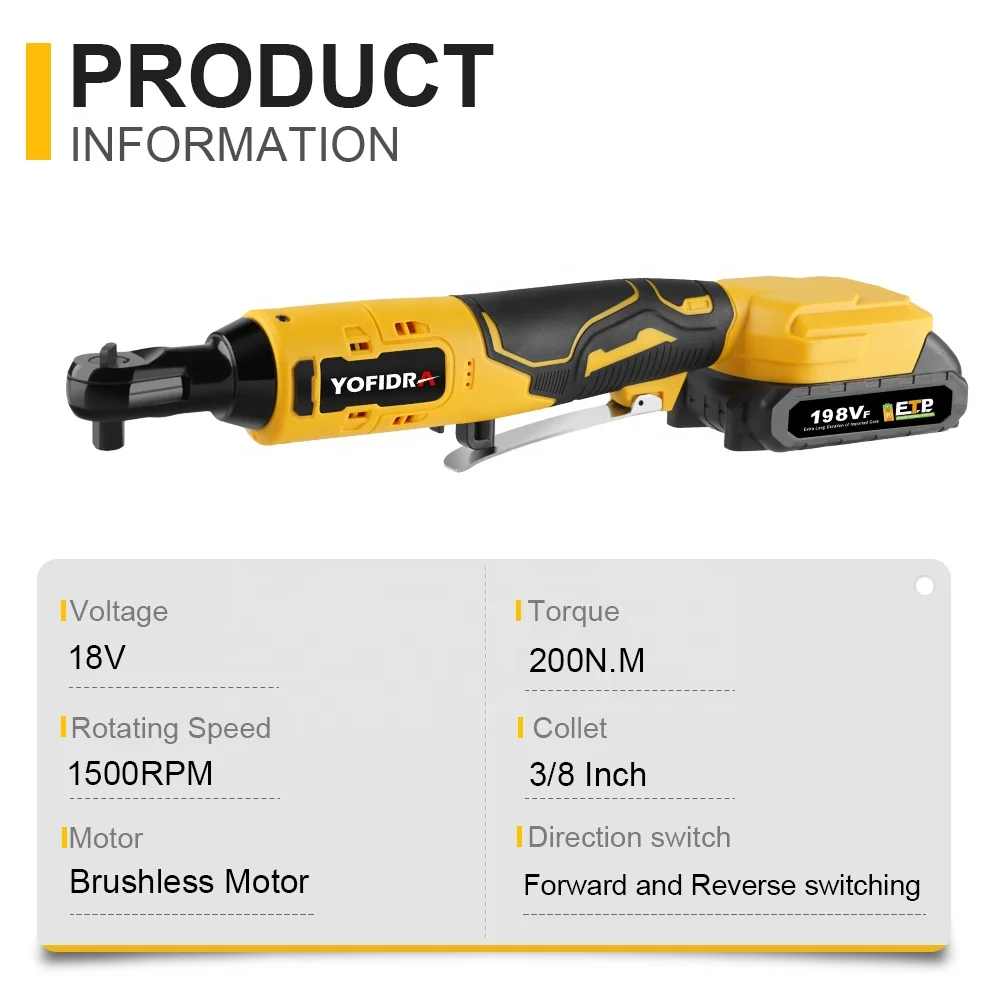 200n.m Brushless Electric Wrench Ratchet 3_8 Inch Cordless Handheld Rechargeable Repair Power Tool For Battery
