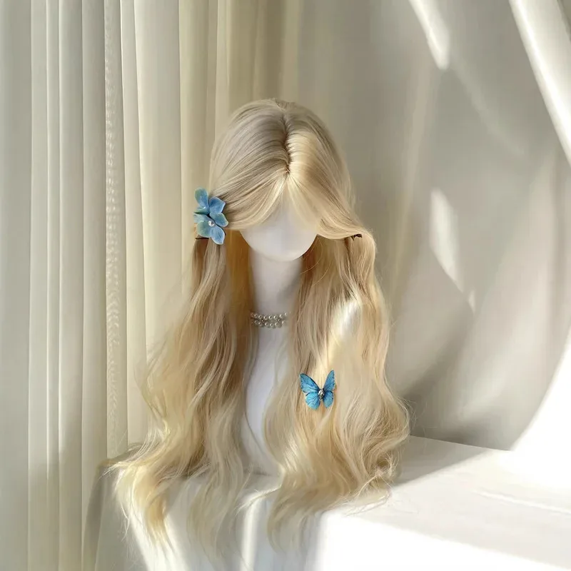 zz04zz122025 New Curly Wavy platinum Synthetic Hair Middle Part White Cosplay Long Wigs for Women Synthetict Wig