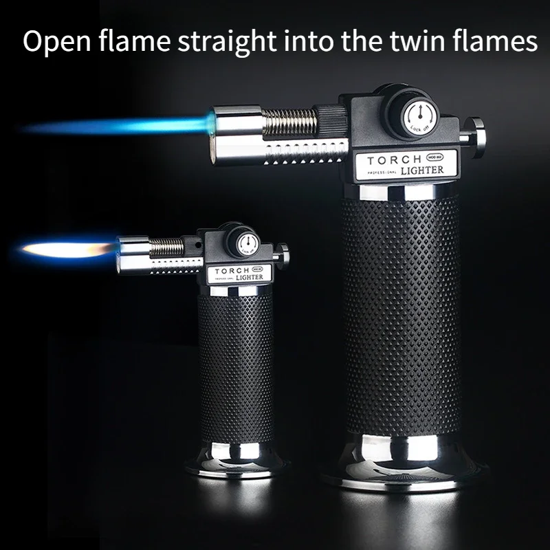 Direct Flush Welding Gun Double Flame Adjustable Double Fire High Pressure Spray Windproof Open Flame Lighter & Smoking Metal