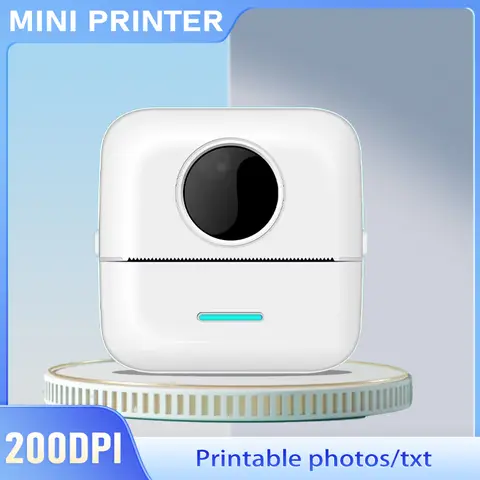 휴대용 미니 프린터 흑백 열 포켓 프린터 지능형 APP 200 DPI 어린이를위한 선물 및 장난감