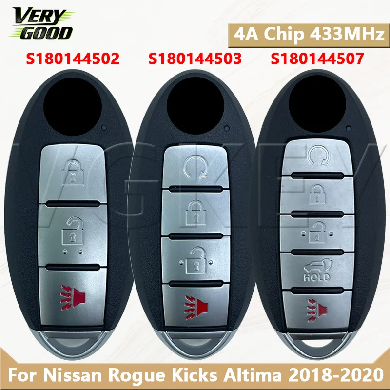 

VG S180144502/503/507 For Nissan Rogue Kicks Altima 2018-2020 4A Chip 433MHz NCF291AM Smart Car Remote Key KR5TXN1/3/4