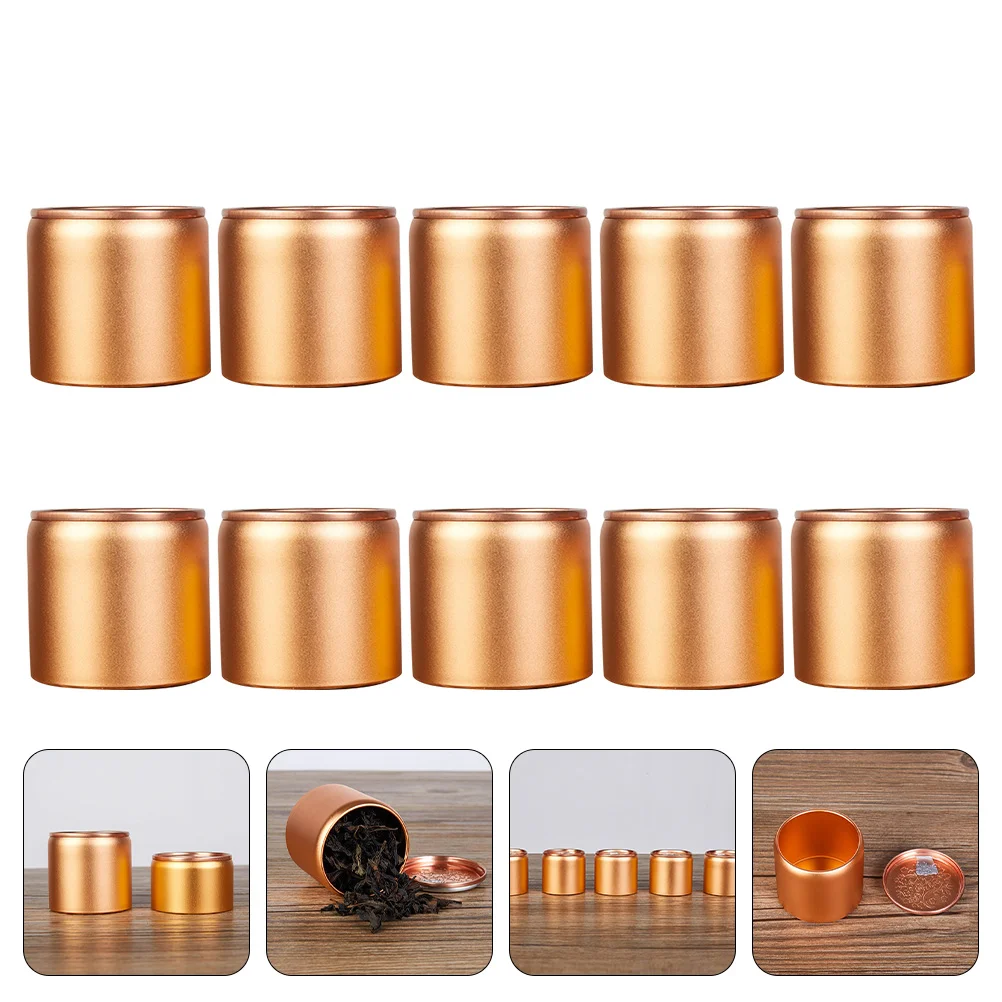 

10 Pcs Mini Tea Kitchen Storage Container Aluminum Coffee Canister Food Jars Sealed Cans Boxes Candy Travel