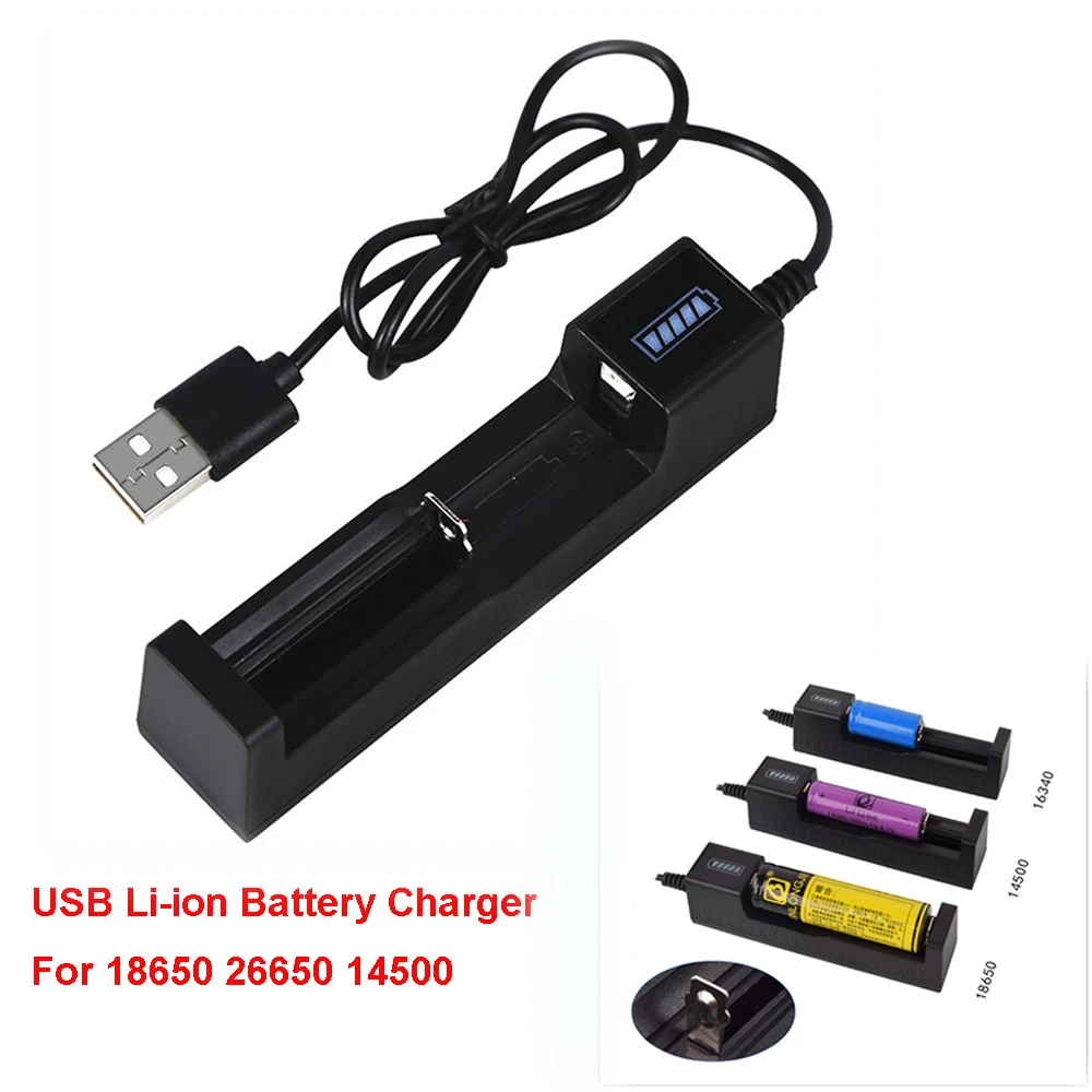 3.7V/4.2V Usb Battery Charger 18650 Charger Li-ion battery USB Independent Charging Portable Electronic 26650 14500 With Light