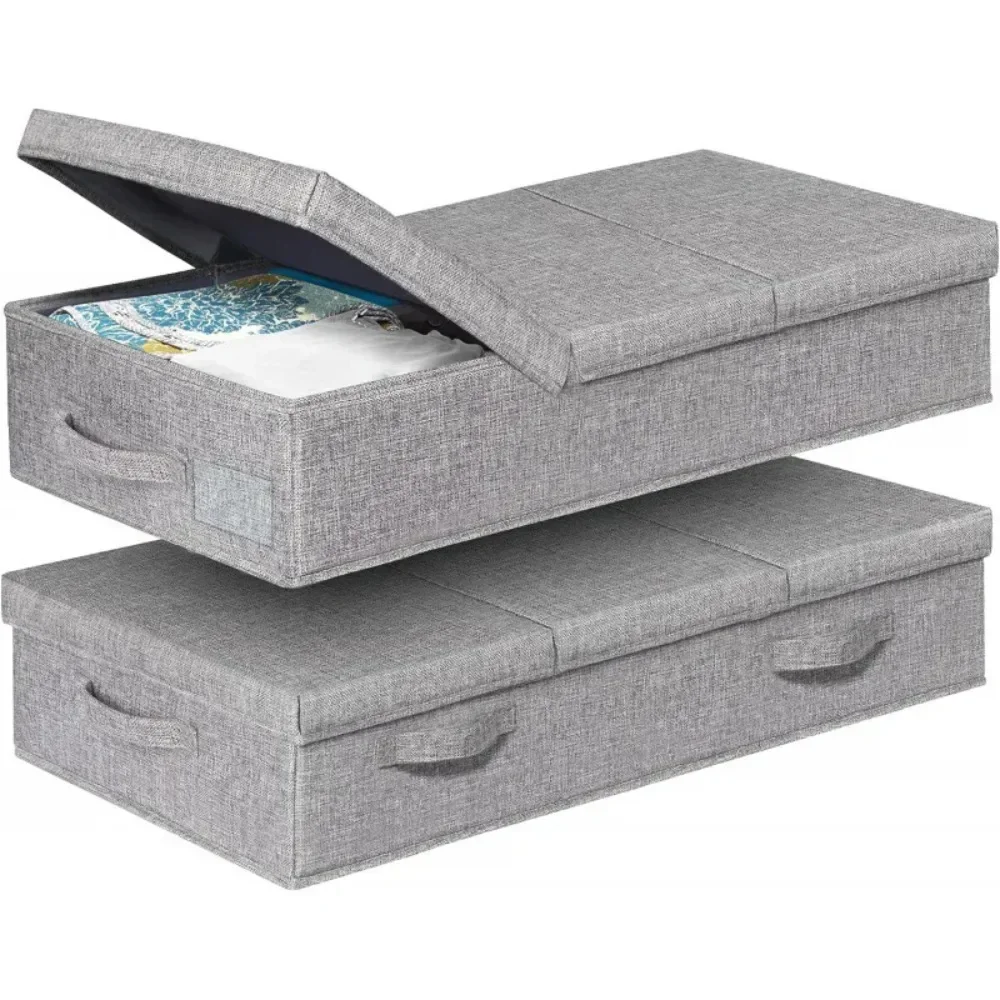 1 Pcs Under Bed Storage Box with Lid Queen Size Under Bed Storage Box with Handle Foldable for Organizing Clothes Shoes Blankets