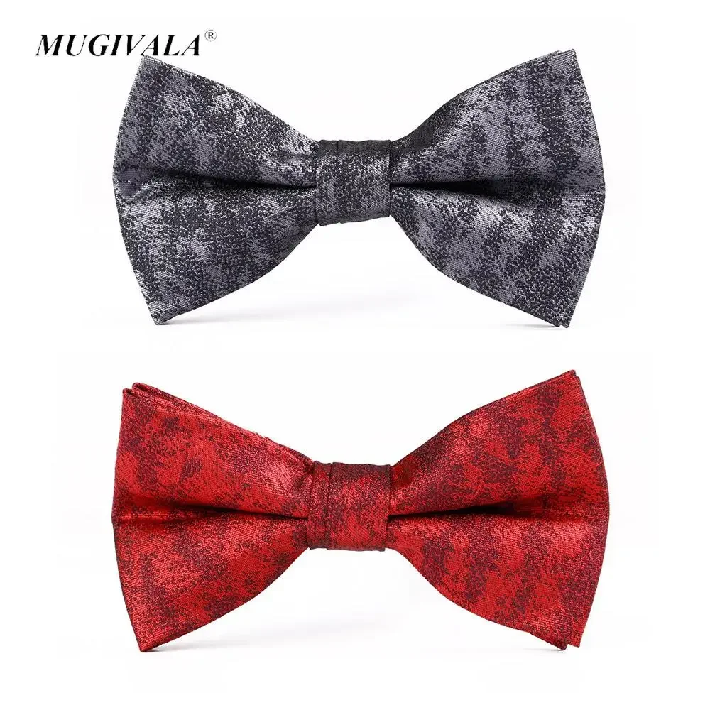 Men Formal Dress Bow Tie Men's Groom Officiates Jacquard Bright Bow Red Grey Bowtie For Men Party Meeting Wedding