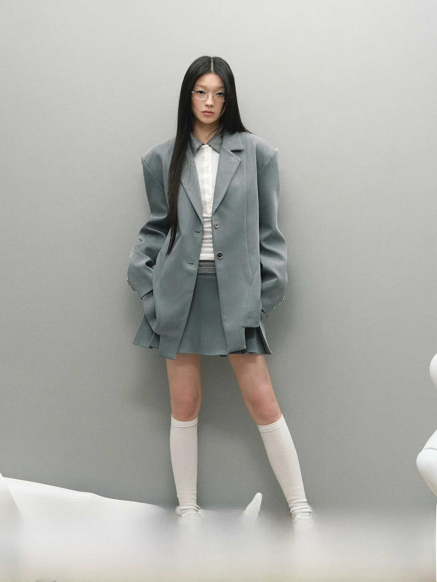 

LaluneDuCiel женская повседневная одежда свободного кроя с двумя пуговицами из полиэфирного волокна осенняя универсальная верхняя одежда с плоскими остроконечными лацканами