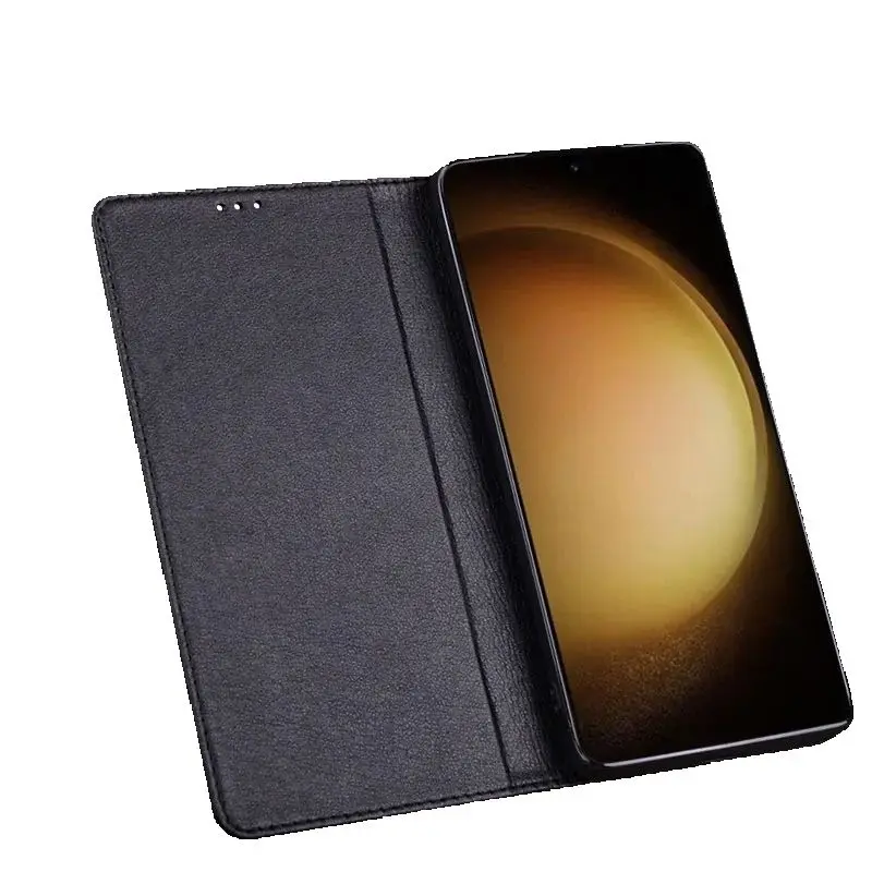 

Роскошный чехол-раскладушка из натуральной кожи для Samsung Galaxy S24 Ultra Plus, кожаный полупакет, противоударный чехол для телефона