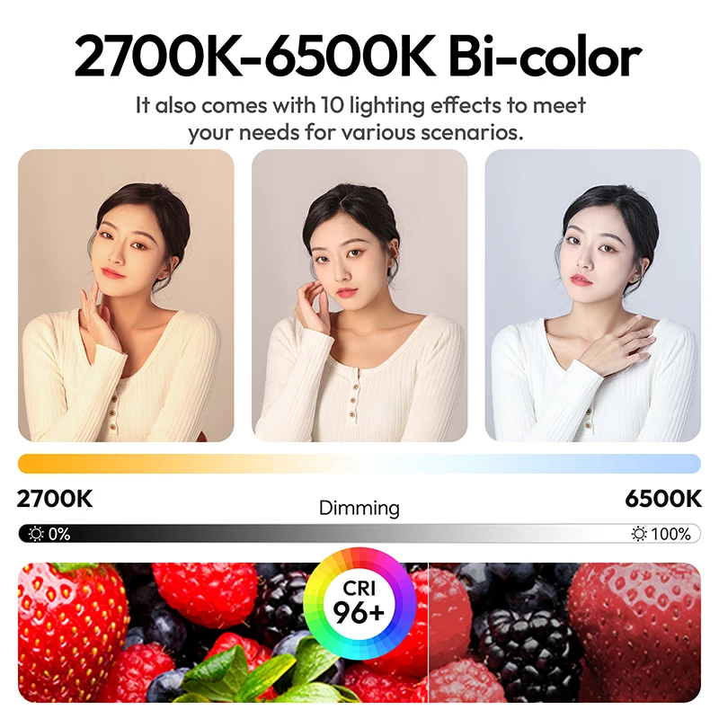 Ulanzi AL120 Dmuchana Lampa LED 2700K-6500K do Fotografii Portretowej, Transmisji na Żywo, Dwukolorowa, 10 Efektów Oświetleniowych, Kamera Vlog