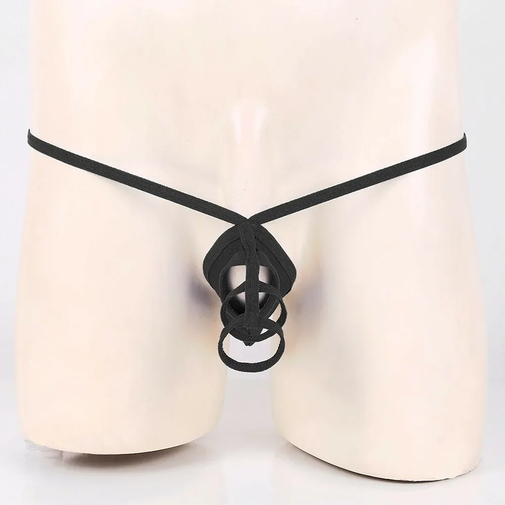 Full Hole Men G-String Thongs เซ็กซี่เปิดกางเกง Crotch T-Back ตลกชุดชั้นในสําหรับเกย์ Crotchless Underpants แหวน Cock กางเกง