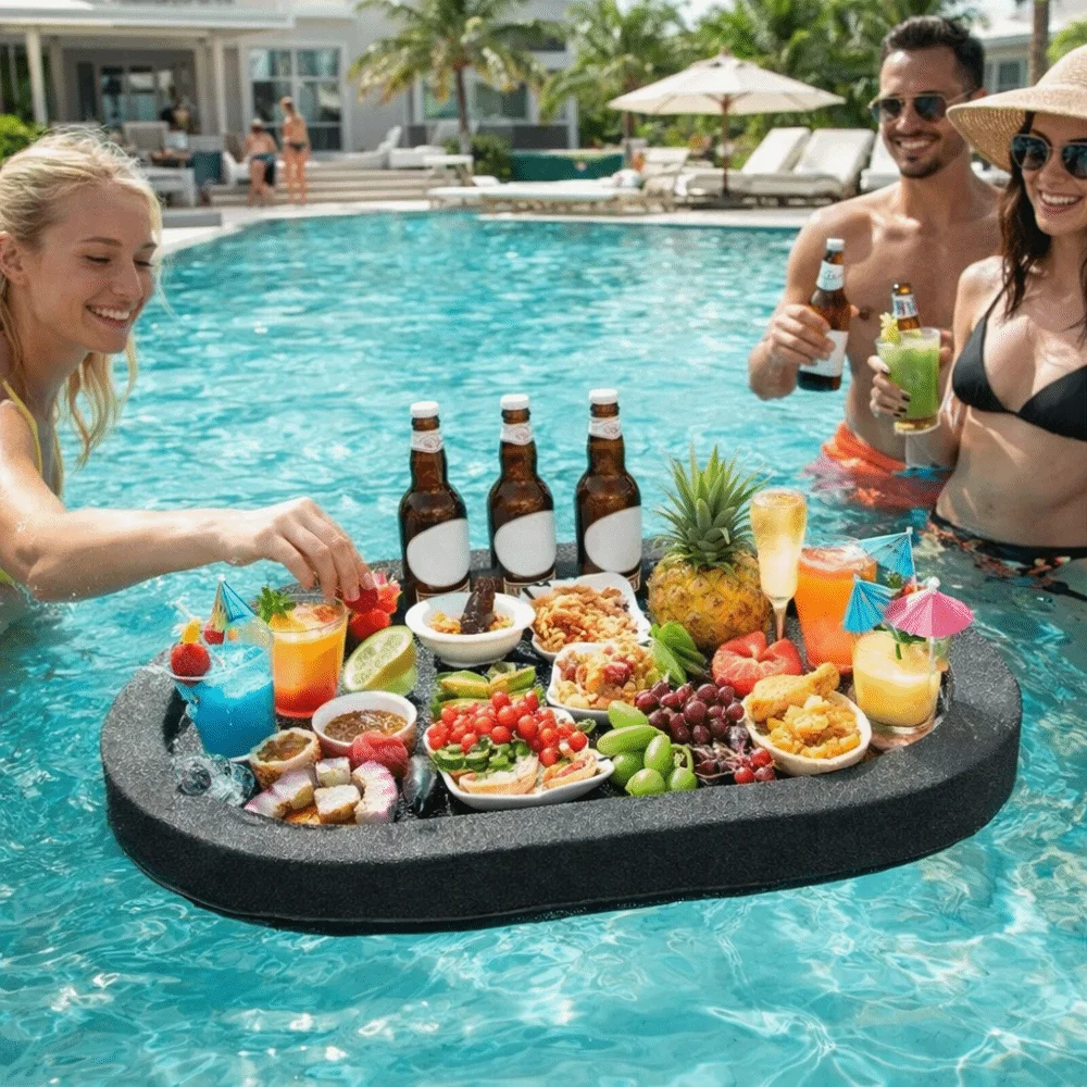 

Cup Holder Multi-Function Swimming Pool Floating Tray Multi-Hole Waterproof Floating Drink Rack Stable Pool Drink Float Resort