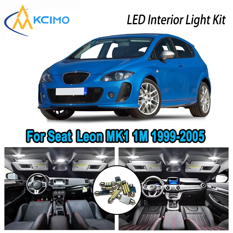 

High-Quality LED Interior Kit for Seat Leon MK1 1M 1999-2005 2001 2002 2003 Premium Error-Free Dome Map Trunk Automotive Lamps