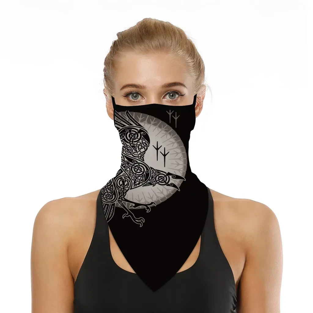 Skull Print Bandana Balaclava Buff Earloop Face Cover - Windproof Neck Scarf- Breathable Cotton - Dustproof Headwear