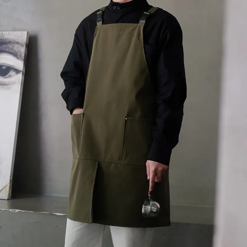 Kitchen Catering Waterproof Work Apron with Pockets and Front Split Men Women's Anti-hair Work Clothes for Pet Salon Coffee Shop