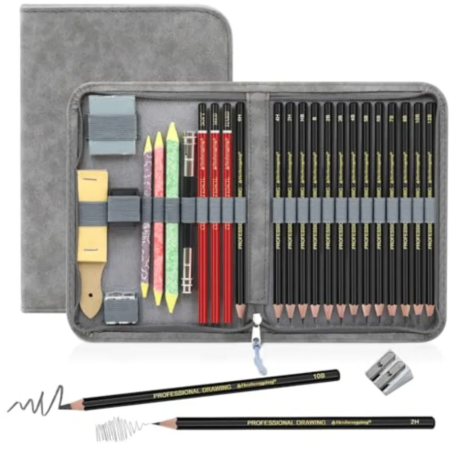 Sketching and Drawing Pencils Set 26pcs, Art Supplies Drawing pencil Kit, Graphite Charcoal Professional Pencils Set, Adults Be