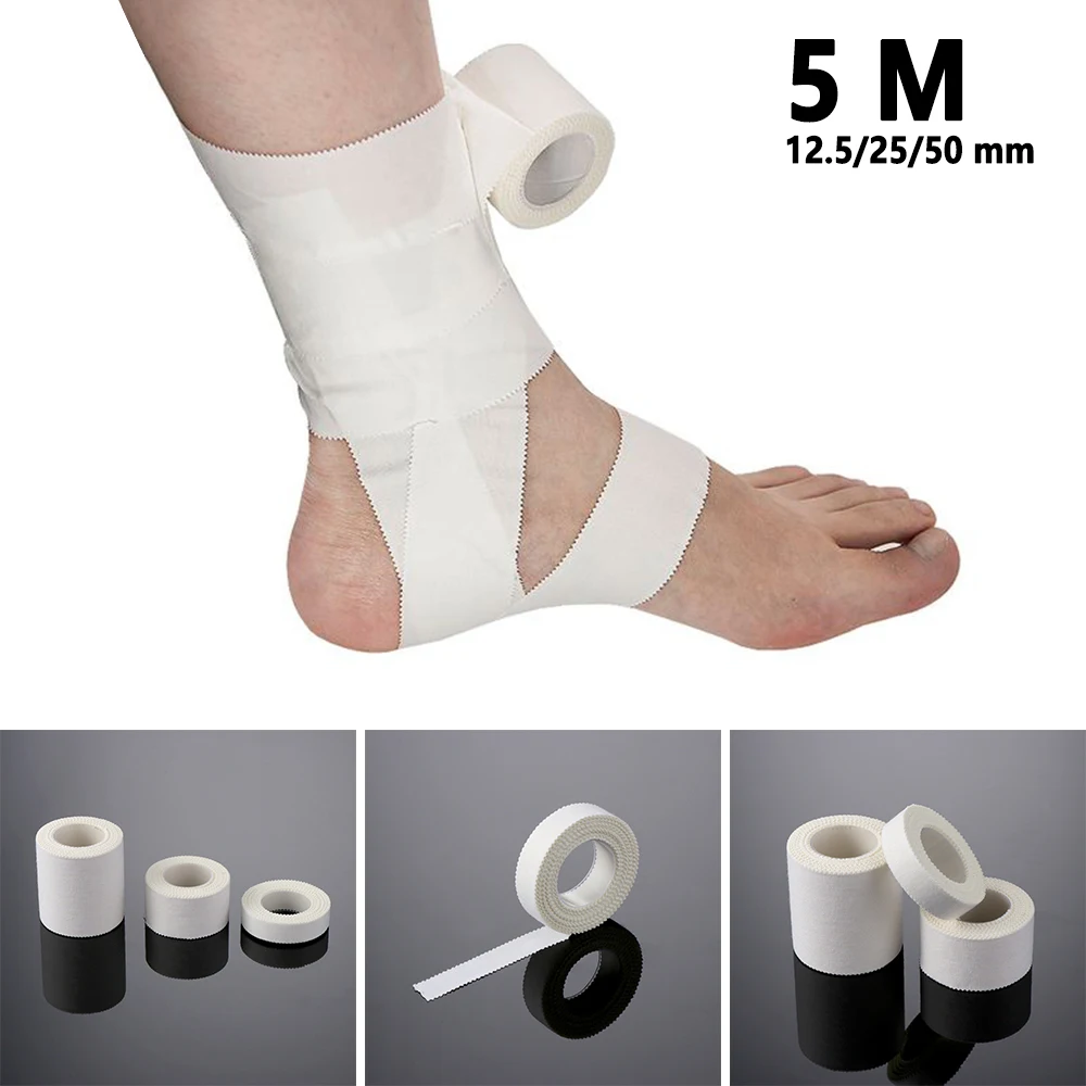 

5 M Medical Waterproof Cotton White Adhesive Tape Strain Injury Care Self-Adhesive Sport Binding Physio Muscle Elastic Bandage