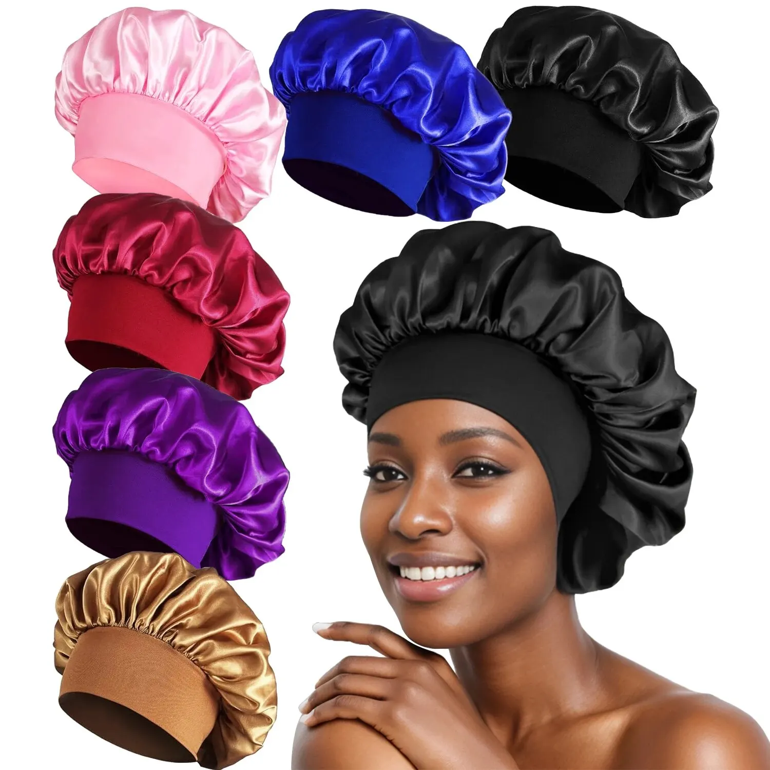 Satin Bonnet Hair Bonnet for Sleeping,Silk Bonnets for Black Women with Elastic Soft Band for Hair Care