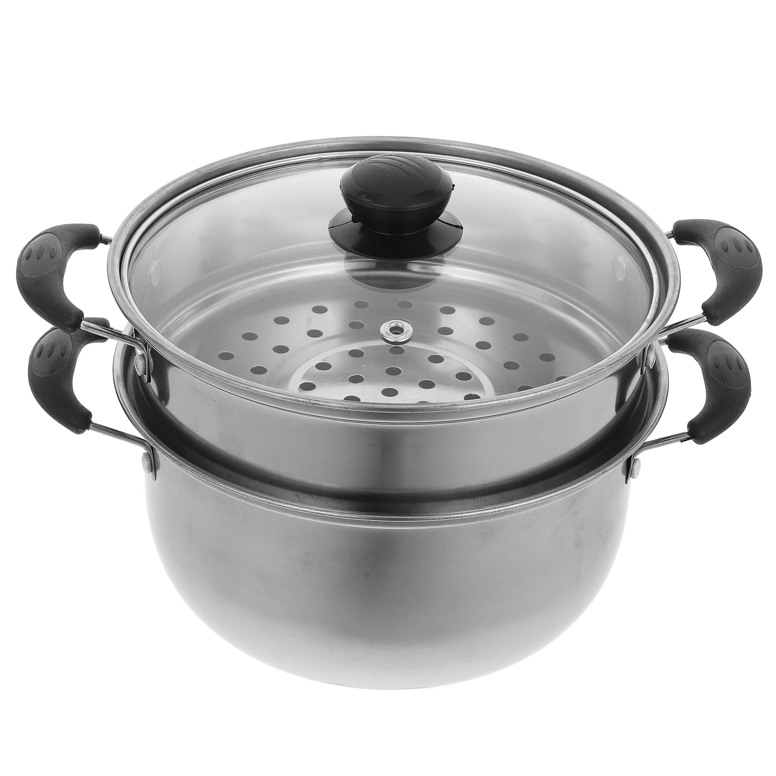 

Stainless Steel Steamer Stock Pot with Strainer Basket Soup Gas Stove Large for Cooking Lid Pots