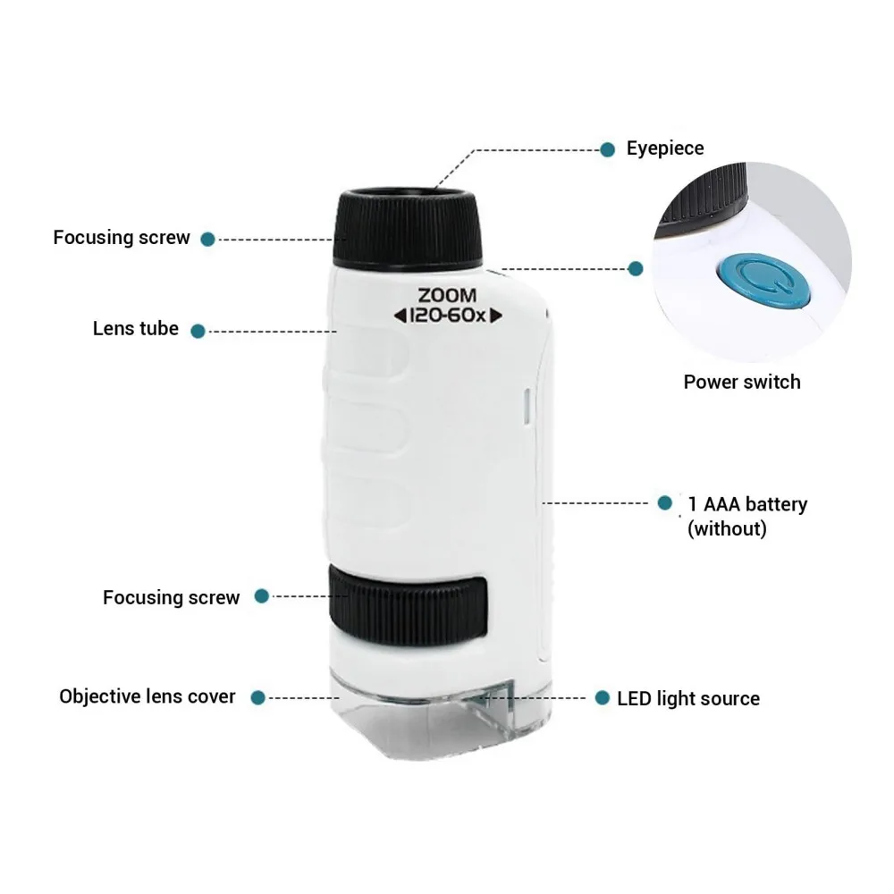 60X-120X Kit microscopio portatile Microscopi da laboratorio portatili Scienze biologiche Educativi Impara i giocattoli per il regalo dei bambini