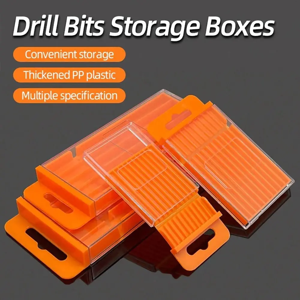 1Pcs Plastic Drill Bits Storage Box Orange Thickened Tool Parts Storage Case Pull-out Design Hardware Tool Box