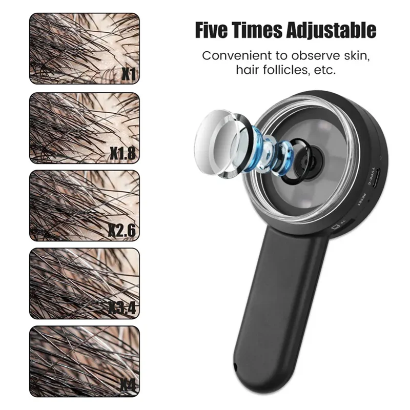 ABGI-Digital Portable Magnification Microscope Skin Hair Scalp Detector Wireless Wifi Analyzer Connect Phone