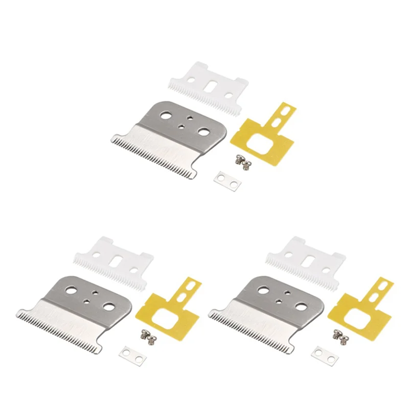 ABBK-3X Zilver Voor T Outliner Blade Voor Andis Voor T Outliner, Voor Andis Gtx Vervanging Blade, Wit T Blade + Zilver Stalen Blade