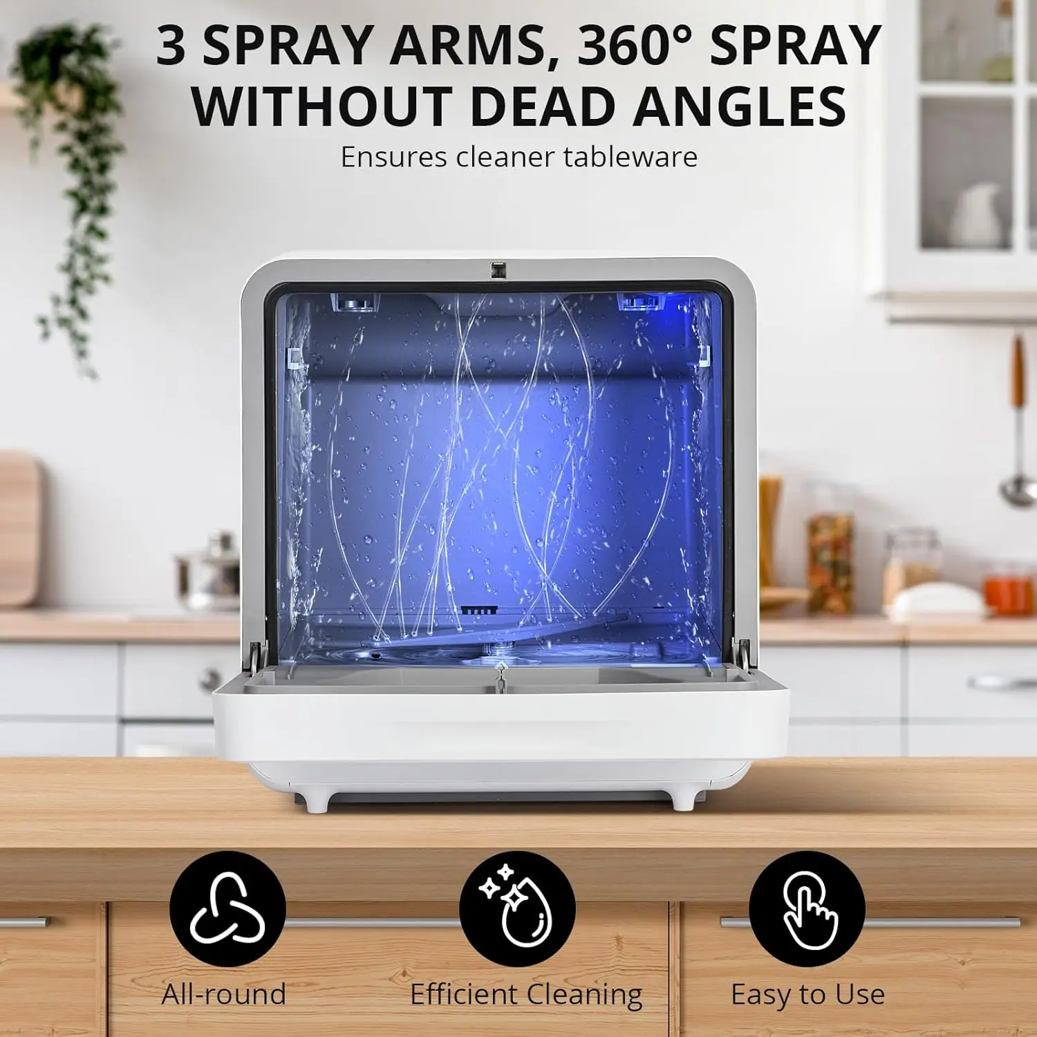 غسالة أطباق على سطح الطاولة 6 برامج غسيل منخفضة الضوضاء 2 طرق مدخل المياه قوية لتجفيف الهواء الساخن غسالة أطباق محمولة للمنزل