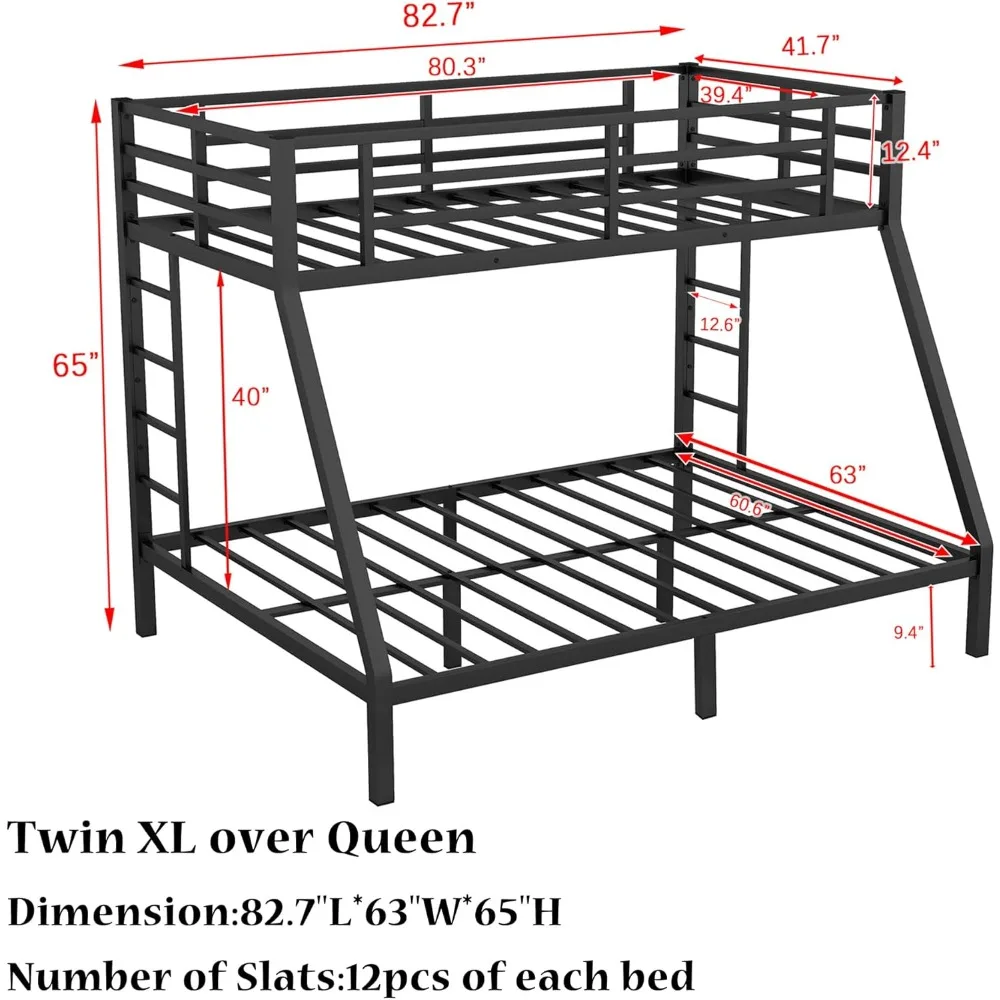 Litera de Metal para niños, cama de dormitorio, litera resistente con 2 escaleras, litera que ahorra espacio para adolescentes y adultos