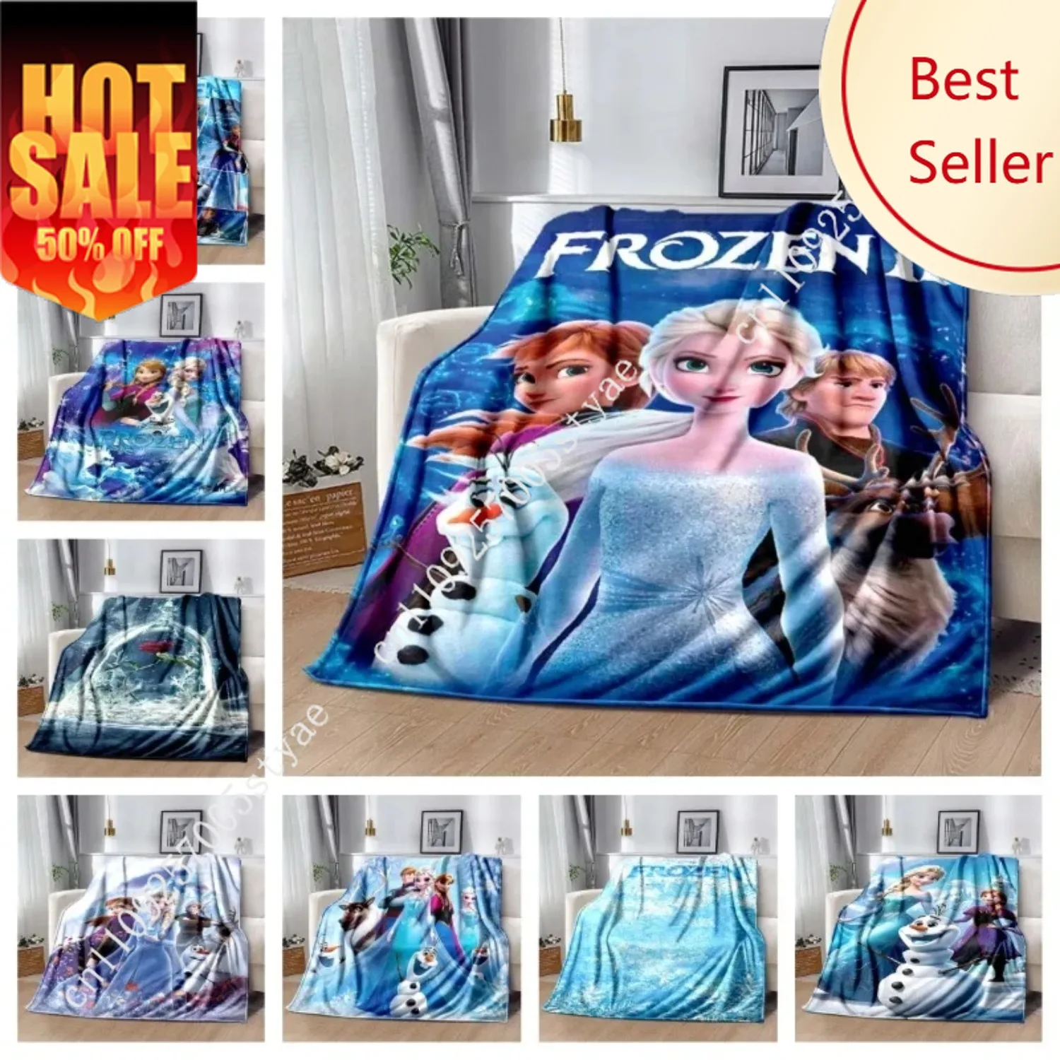 

Disney Frozen Elsa Princess Blanket Multi Size Home Sofa Bed Plush Soft Cute Flannel Warm Winter Portable Travel Gift Blanket